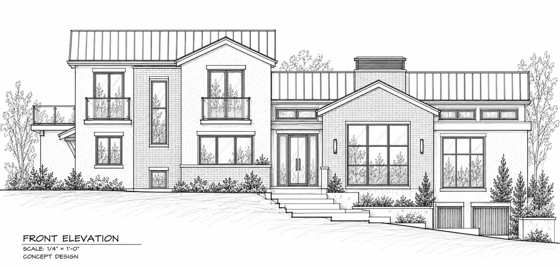 Concept sketch of the North Burnaby Residence front elevation