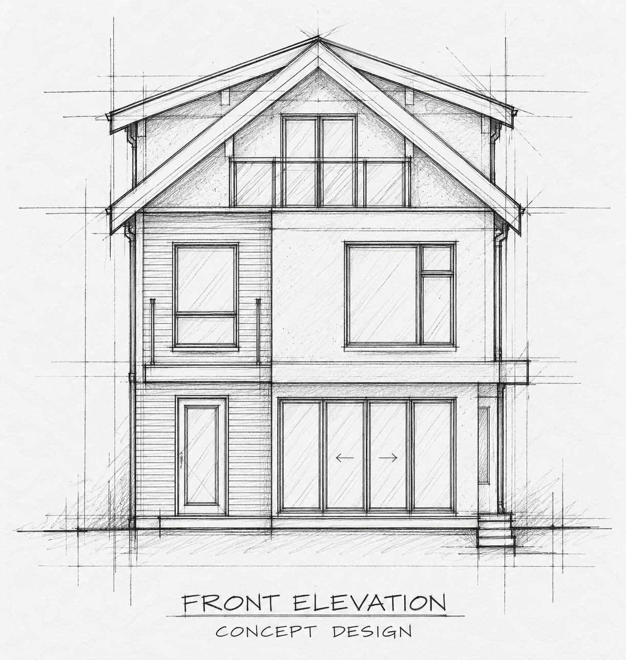 Concept sketch of the Cambie Duplex front elevation