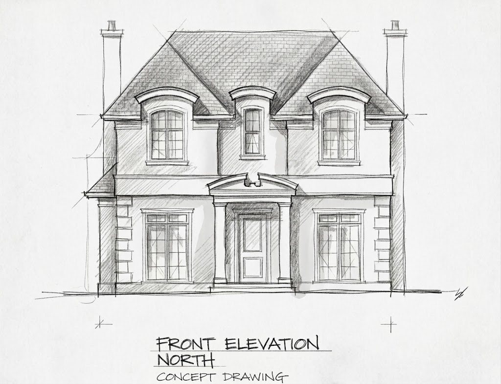 Concept sketch of the French Provincial Residence front elevation