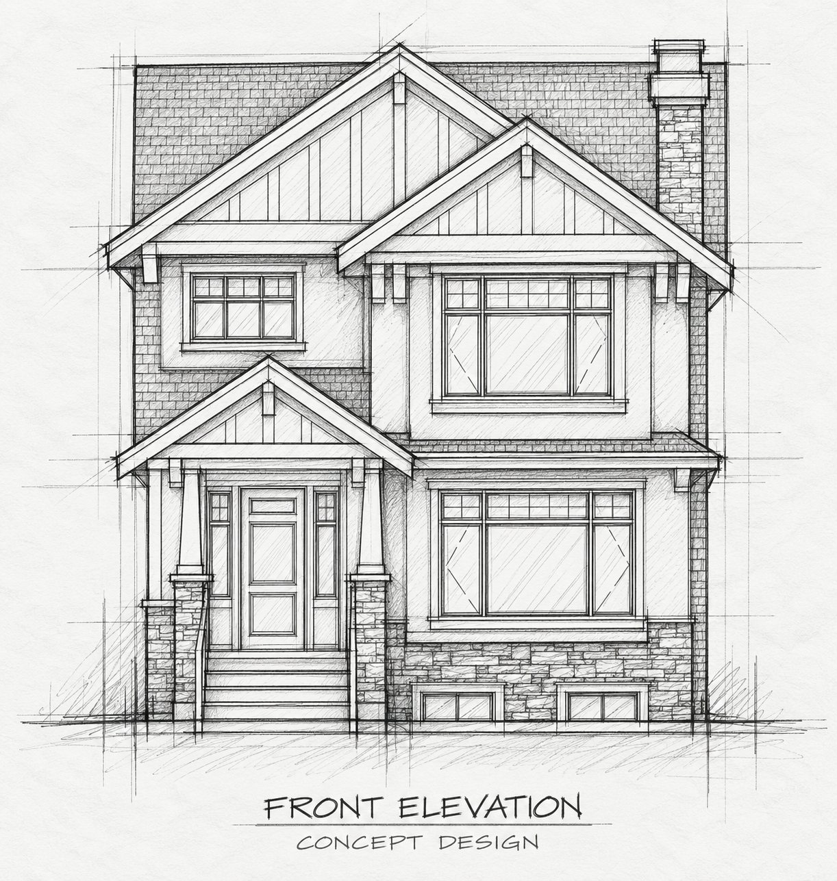 Concept sketch of the Kerrisdale Residence front elevation