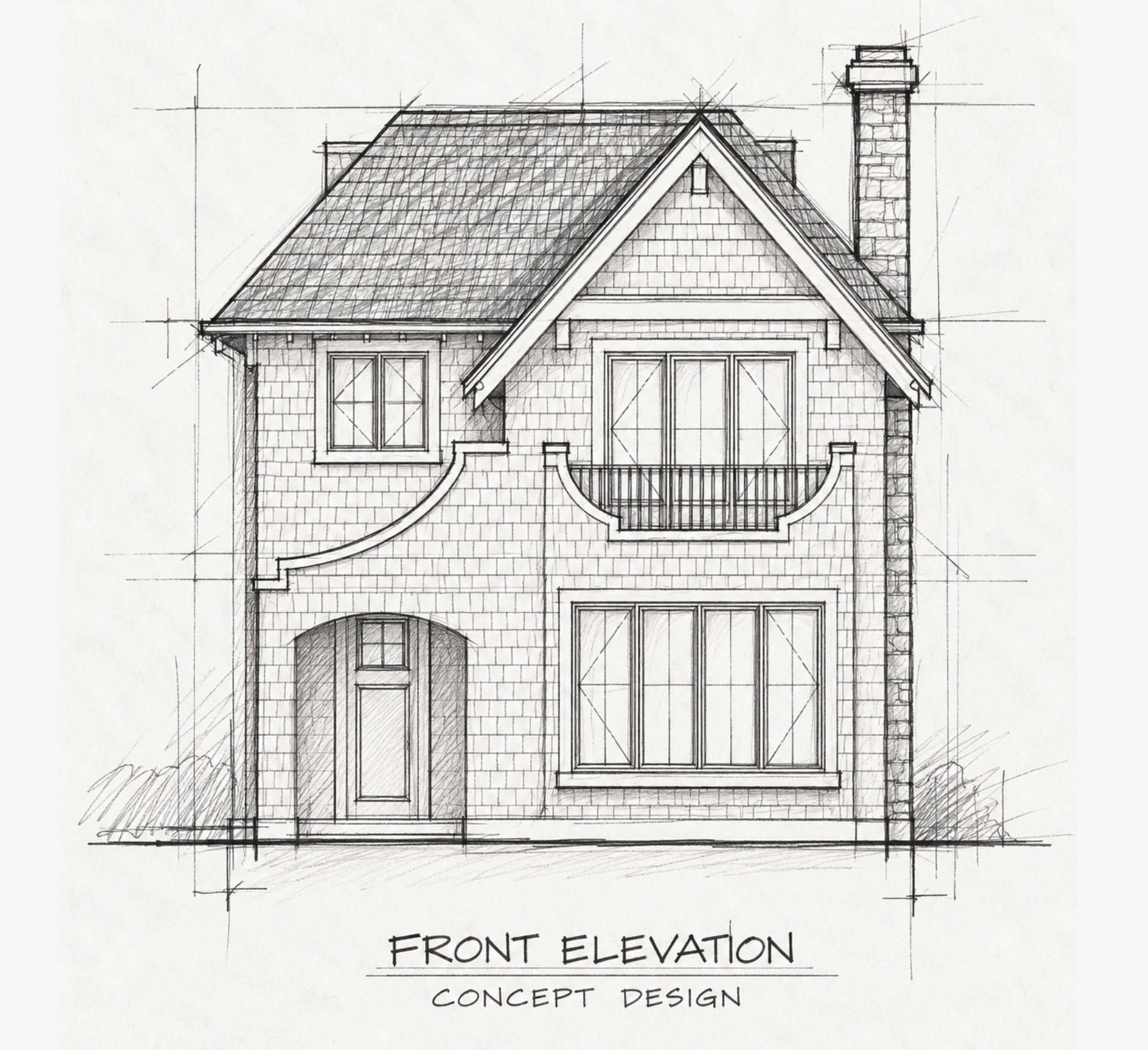 Concept sketch of the Point Grey Traditional Residence front elevation